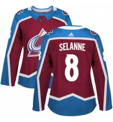 Womens Adidas Colorado Avalanche 8 Teemu Selanne Premier Burgundy Red Home NHL Jersey 