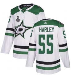 Men Adidas Dallas Stars 55 Thomas Harley White Road Authentic 2020 Stanley Cup Final Stitched NHL Jersey