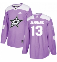 Mens Adidas Dallas Stars 13 Mattias Janmark Authentic Purple Fights Cancer Practice NHL Jersey 