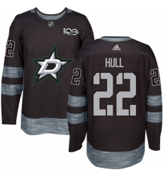 Mens Adidas Dallas Stars 22 Brett Hull Premier Black 1917 2017 100th Anniversary NHL Jersey 