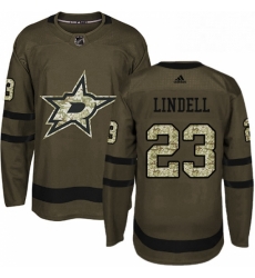 Mens Adidas Dallas Stars 23 Esa Lindell Premier Green Salute to Service NHL Jersey 