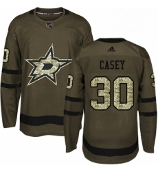 Mens Adidas Dallas Stars 30 Jon Casey Authentic Green Salute to Service NHL Jersey 