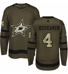 Mens Adidas Dallas Stars 4 Miro Heiskanen Premier Green Salute to Service NHL Jersey 