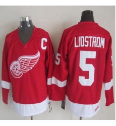 Detroit Red Wings #5 Nicklas Lidstrom Red CCM Throwback Stitched NHL Jersey