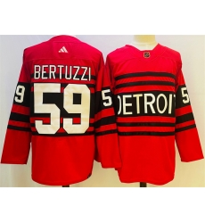 Men Detroit Red Wings 59 Tyler Bertuzzi Red 2022 23 Reverse Retro Stitched Jersey