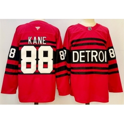 Men Detroit Red Wings 88 Patrick Kane Red 2024 25 Reverse Retro Stitched Jersey