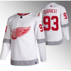 Men Detroit Red Wings 93 Alex DeBrincat White 2020 21 Reverse Retro Stitched Jersey