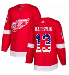 Mens Adidas Detroit Red Wings 13 Pavel Datsyuk Authentic Red USA Flag Fashion NHL Jersey 