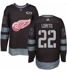 Mens Adidas Detroit Red Wings 22 Matthew Lorito Premier Black 1917 2017 100th Anniversary NHL Jersey 