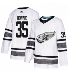 Mens Adidas Detroit Red Wings 35 Jimmy Howard White 2019 All Star Game Parley Authentic Stitched NHL Jersey 