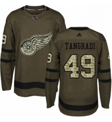 Mens Adidas Detroit Red Wings 49 Eric Tangradi Premier Green Salute to Service NHL Jersey 