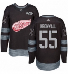 Mens Adidas Detroit Red Wings 55 Niklas Kronwall Authentic Black 1917 2017 100th Anniversary NHL Jersey 