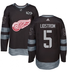 Red Wings #5 Nicklas Lidstrom Black 1917 2017 100th Anniversary Stitched NHL Jersey