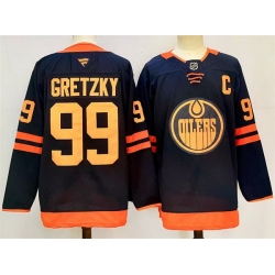 Men Edmonton Oilers 99 Wayne Gretzky Navy 2024 25 C Patch Stitched Jersey