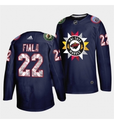 Men Minnesota Wild 22 Kevin Fiala 2021 22 Navy Native American Heritage Day Stitched Jersey