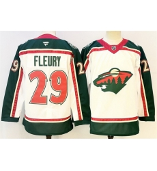 Men Minnesota Wild 29 Marc Andre Fleury White 2025 25th Anniversary Stitched Hockey Jersey
