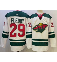 Men Minnesota Wild 29 Marc Andre Fleury White Stitched Jersey