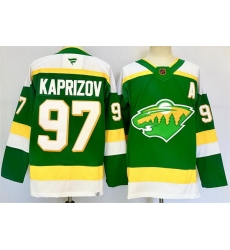 Men Minnesota Wild 97 Kirill Kaprizov Green 2024 25 Alternate With A Patch Stitched Hockey Jersey