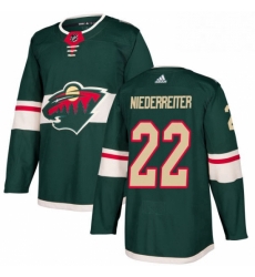 Mens Adidas Minnesota Wild 22 Nino Niederreiter Premier Green Home NHL Jersey 