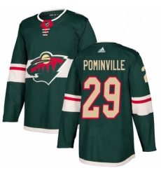 Mens Adidas Minnesota Wild 29 Jason Pominville Green Home Authentic Stitched NHL Jersey 