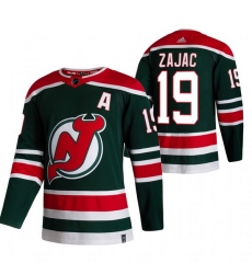 Men New Jersey Devils 19 Travis Zajac Green Adidas 2020 21 Reverse Retro Alternate NHL Jersey