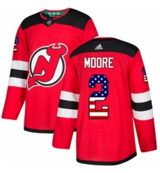 Mens Adidas New Jersey Devils 2 John Moore Authentic Red USA Flag Fashion NHL Jersey 