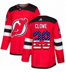 Mens Adidas New Jersey Devils 29 Ryane Clowe Authentic Red USA Flag Fashion NHL Jersey 