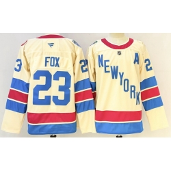 Men New York Rangers 23 Adam Fox Beige 2025 26 Winter Classic With A Patch Stitched Hockey
