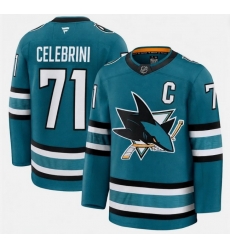 Men San Jose Sharks Macklin Celebrini #71 With C Patch Stitched Hockey Jersey Men San Jose Sharks Macklin Celebrini #71 With C Patch Stitched Hockey Jersey