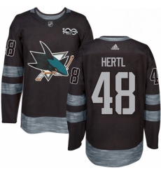 Mens Adidas San Jose Sharks 48 Tomas Hertl Premier Black 1917 2017 100th Anniversary NHL Jersey 