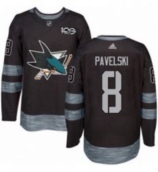 Mens Adidas San Jose Sharks 8 Joe Pavelski Premier Black 1917 2017 100th Anniversary NHL Jersey 