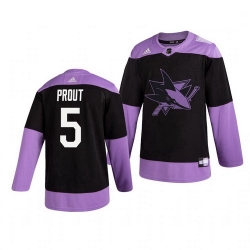 Sharks 5 Dalton Prout Black Purple Hockey Fights Cancer Adidas Jersey