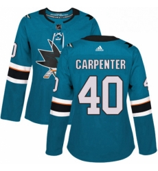 Womens Adidas San Jose Sharks 40 Ryan Carpenter Premier Teal Green Home NHL Jersey 