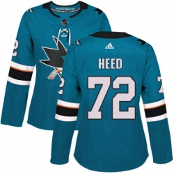 Womens Adidas San Jose Sharks 72 Tim Heed Authentic Teal Green Home NHL Jersey 