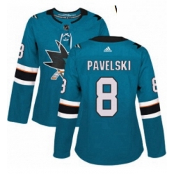 Womens Adidas San Jose Sharks 8 Joe Pavelski Authentic Teal Green Home NHL Jersey 