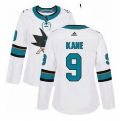 Womens Adidas San Jose Sharks 9 Evander Kane Authentic White Away NHL Jerse