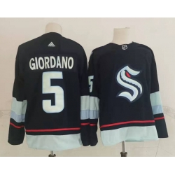 Men Seattle Kraken 5 Mark Giordano Navy Blue Adidas Stitched NHL Jersey