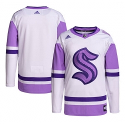 Men Seattle Kraken Blank White Purple Stitched Jersey