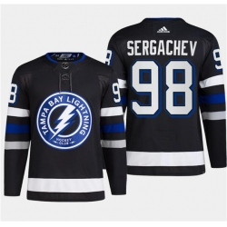 Men's Tampa Bay Lightning #98 Mikhail Sergachev Black 2024 Stadium Series Stitched Jersey