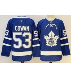 Men Toronto Maple Leafs  53 Easton Cowan Fanatics Home Blue Premium Jersey
