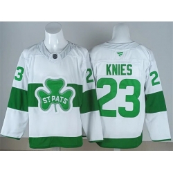 Men Toronto Maple Leafs  Matthew Knies Fanatics White St  Patricks Jersey