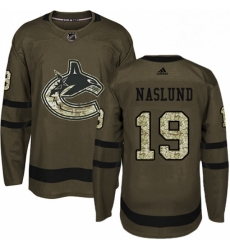 Mens Adidas Vancouver Canucks 19 Markus Naslund Premier Green Salute to Service NHL Jersey 