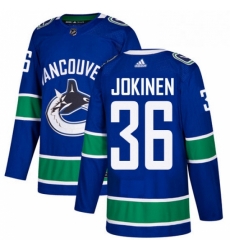 Mens Adidas Vancouver Canucks 36 Jussi Jokinen Authentic Blue Home NHL Jerse