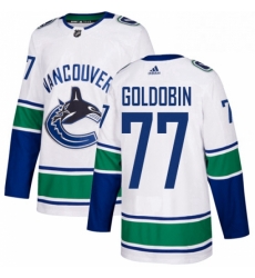 Mens Adidas Vancouver Canucks 77 Nikolay Goldobin White Road Authentic Stitched NHL Jersey 