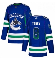 Mens Adidas Vancouver Canucks 8 Christopher Tanev Authentic Blue Drift Fashion NHL Jersey 