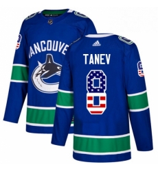 Mens Adidas Vancouver Canucks 8 Christopher Tanev Authentic Blue USA Flag Fashion NHL Jersey 