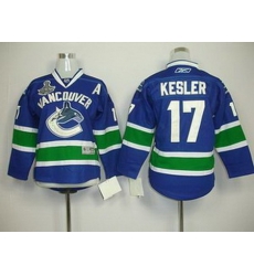 KIDS Vancouver Canucks 17 KESLER blue 2011 Stanley Cup Jerseys