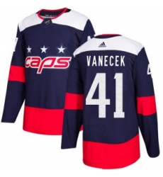 Men Washington Capitals 41 Vitek Vanecek Adidas Authentic 2018 Stadium Series Jersey   Navy Blue