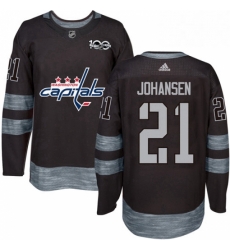 Mens Adidas Washington Capitals 21 Lucas Johansen Premier Black 1917 2017 100th Anniversary NHL Jersey 