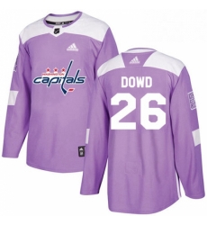 Mens Adidas Washington Capitals 26 Nic Dowd Authentic Purple Fights Cancer Practice NHL Jersey 